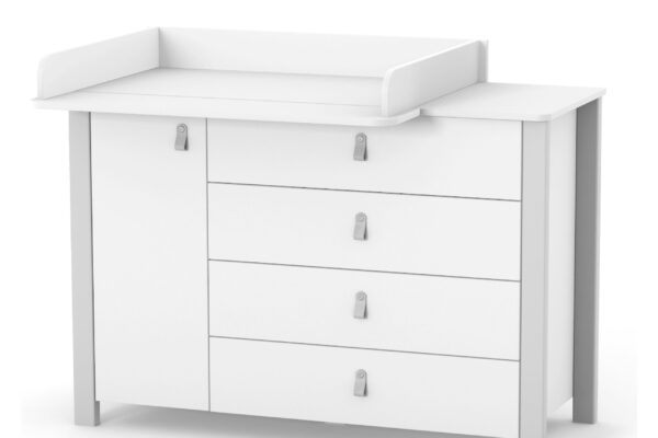 Βρεφική συρταριέρα Veres Monaco λευκή-γκρι 120cm με αποσπώμενη αλλαξιέρα.