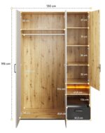 Ντουλάπα Qubic Natural & Graphite με φωτισμό LED και αποθηκευτικούς χώρους.