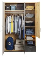 Ντουλάπα Qubic Natural & Graphite με φωτισμό LED, αποθηκευτικός χώρος.