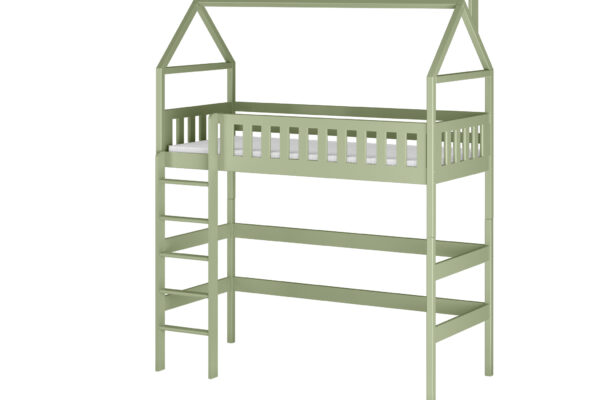 Υπερυψωμένο σπιτάκι Otylia 2 σε 1: Παιδικό κρεβάτι από μασίφ ξύλο cashmere.