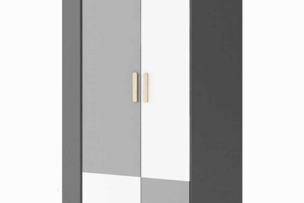 Ντουλάπα Γωνιακή Pok Grey PO-01: Μοντέρνα γωνιακή ντουλάπα σε γκρι χρώμα.