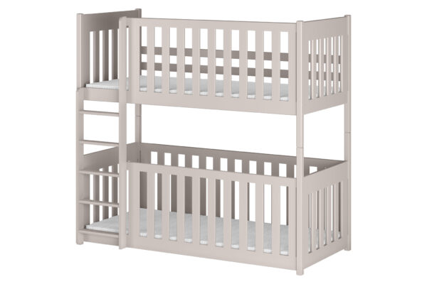 Παιδική κουκέτα Montessori Konrad από μασίφ ξύλο cashmere 90x200 με κάγκελα.