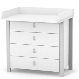 Βρεφική συρταριέρα 90cm με αποσπώμενη αλλαξιέρα, λευκό και γκρι, από Veres Monaco, ιδανική για το δωμάτιο του μωρού