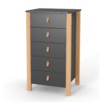 Βρεφική Συρταριέρα Veres Monaco ανθρακί-φυσικό, ύψους 60cm, ιδανική για το παιδικό δωμάτιο