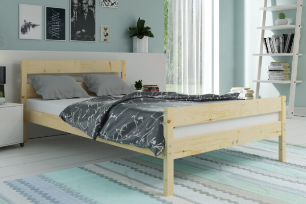 προϊόν Κρεβάτι Dallas Natural 120×200cm από ξύλο πεύκου με δώρο στρώμα.
