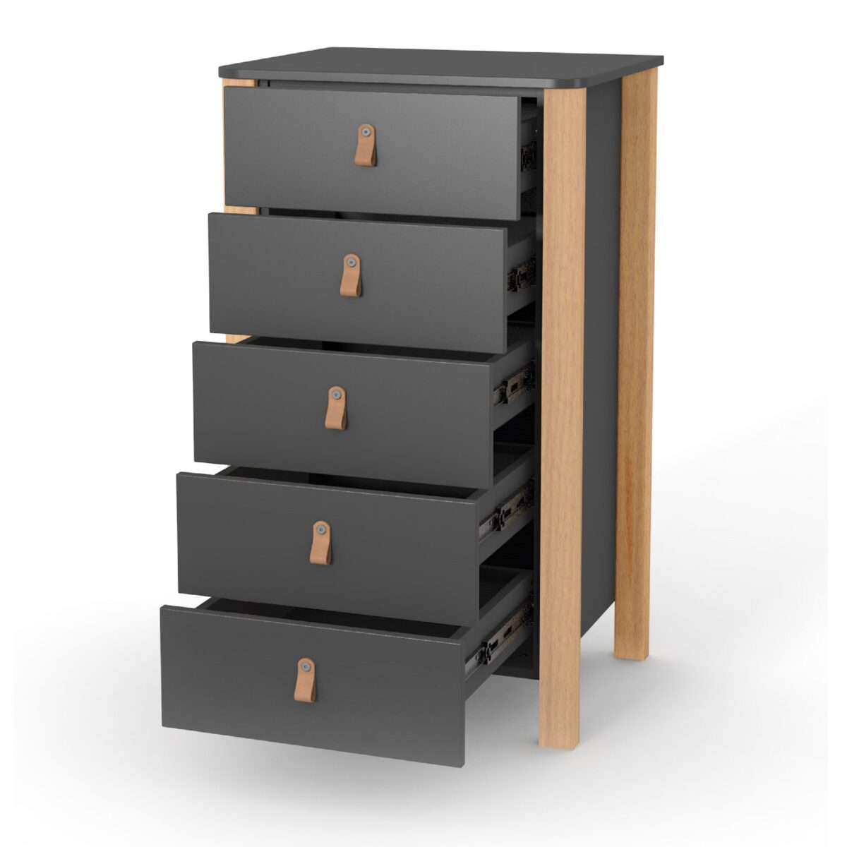 Βρεφική συρταριέρα Veres Monaco, ανθρακί και φυσικό ξύλο, ύψος 60cm