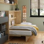 Lenart BC-06-WH λευκό μονό κρεβάτι 90x200cm ενσωματωμένο σε ξύλινη βιβλιοθήκη