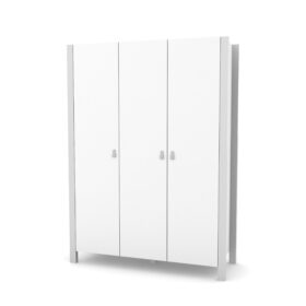 Ντουλάπα τρίφυλλη White & Grey Veres Monaco: Λευκή και γκρι ντουλάπα.