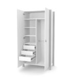 Ντουλάπα δίφυλλη Veres Monaco λευκή και γκρι με συρτάρια και ράφια.