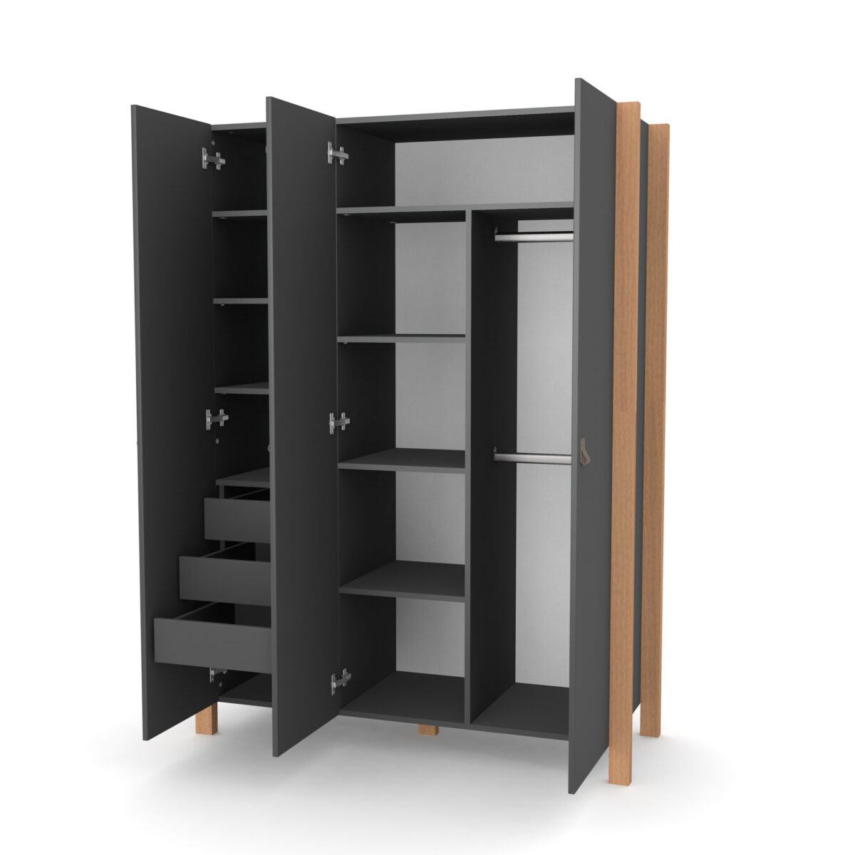 21 Ντουλάπα  Τρίφυλλη  Anthracite & Natural  Veres Monaco - Image 5