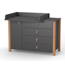 Βρεφική Συρταριέρα Veres Monaco anthracite με αλλαξιέρα, 120cm, φυσικό ξύλο.