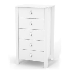 Λευκή βρεφική συρταριέρα Veres Monaco 60cm με πέντε ευρύχωρα συρτάρια.