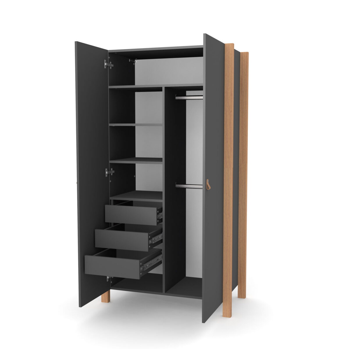 61 Ντουλάπα Δίφυλλη   Anthracite & Natural  Veres Monaco - Image 3