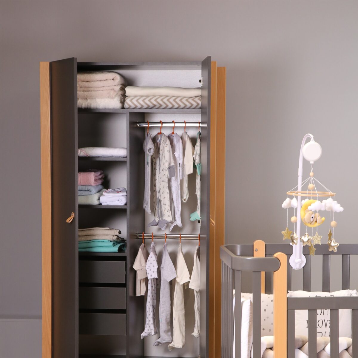 64 Ντουλάπα Δίφυλλη   Anthracite & Natural  Veres Monaco - Image 5