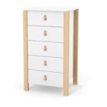 Βρεφική συρταριέρα Veres Monaco, λευκή και φυσική, ύψους 60cm.