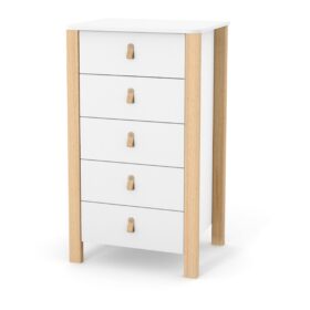 Βρεφική συρταριέρα Veres Monaco, λευκή και φυσική, ύψους 60cm.