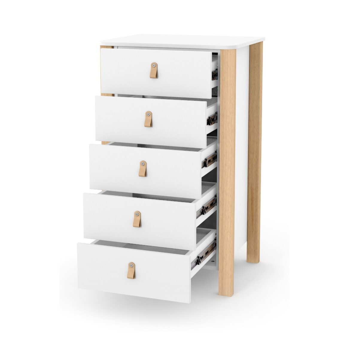 Βρεφική συρταριέρα Veres Monaco, 60cm, λευκή με φυσικό ξύλο, ιδανική για μωρά.