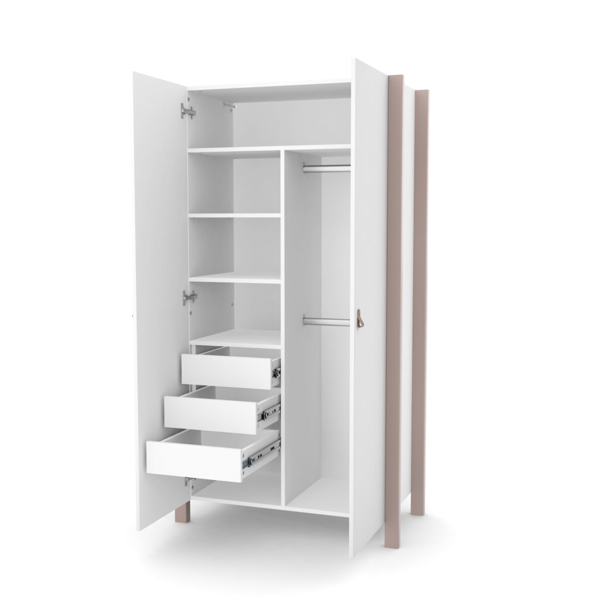 81 Ντουλάπα Δίφυλλη White & Cappuccino  Veres Monaco - Image 4