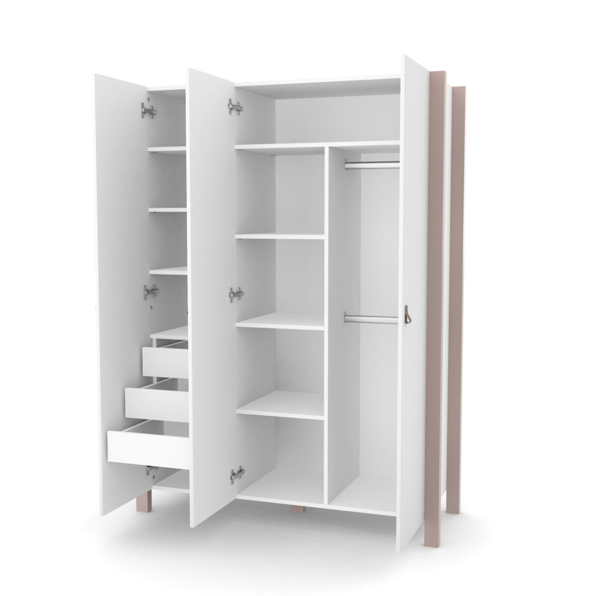 81 Ντουλάπα  Τρίφυλλη  White & Cappuccino Veres Monaco - Image 3