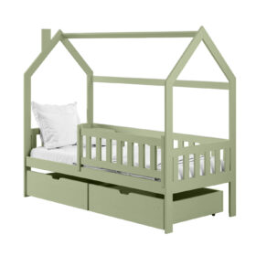 Κρεβάτι Σπιτάκι Natan με Σκεπή & Καμινάδα από μασίφ ξύλο