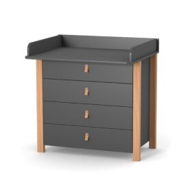 Βρεφική συρταριέρα Veres Monaco, 90cm, ανθρακί-φυσικό χρώμα, με αλλαξιέρα.