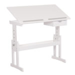 Λευκό ρυθμιζόμενο γραφείο σχεδιαστήριο Ascent White με συρτάρι.