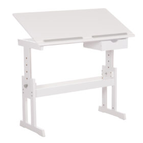 Λευκό ρυθμιζόμενο γραφείο σχεδιαστήριο Ascent White με συρτάρι.