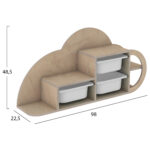 Ραφιέρα Τοίχου Sani Natural με τρία συρτάρια για παιδικό δωμάτιο.