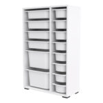 Λευκή συρταριέρα Sani με 14 συρτάρια για αποθήκευση και οργάνωση.