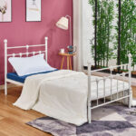 Λευκό μεταλλικό μονό κρεβάτι Jacinda 90x190cm. Προσφορά για στρώμα.