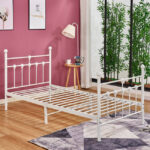 Λευκό μεταλλικό μονό κρεβάτι Jacinda 90x190cm, προσφορά για στρώμα.