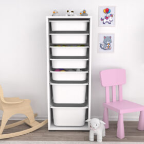 Λευκή συρταριέρα Sani με 7 συρτάρια για παιδικό δωμάτιο.
