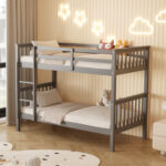 Ξύλινη κουκέτα LANTAI Grey 90x190cm διαιρούμενη από μασίφ ξύλο.