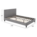 Σετ Φοιτητικό Πακέτο 9996730: Γκρι κρεβάτι με ξύλινα πλαίσια και κεφαλάρι.