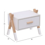 Κομοδίνο Paschal White & Natural με συρτάρι, ιδανικό για το παιδικό δωμάτιο.