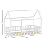 Λευκό ξύλινο κρεβάτι Montessori Houser 90x190 με κάγκελα, παιδικό.