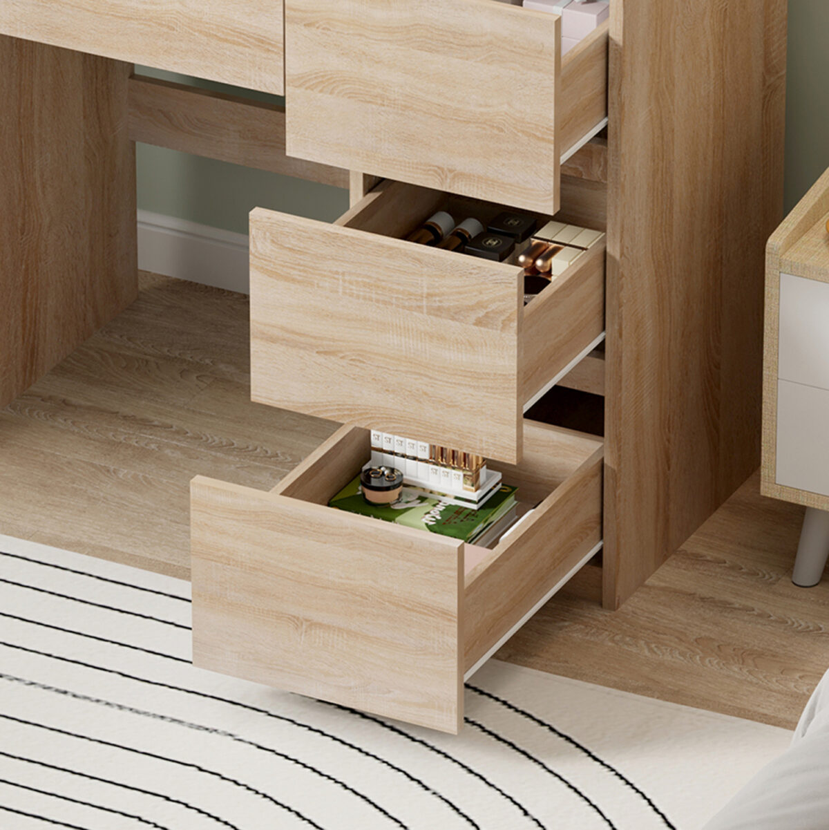 Τουαλέτα μακιγιάζ Keitlin Sonoma 0521310 με LED καθρέπτη και συρτάρια.