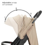 Καρότσι μωρού Lorelli Noir Black με ρυθμιζόμενη τέντα για ήλιο.