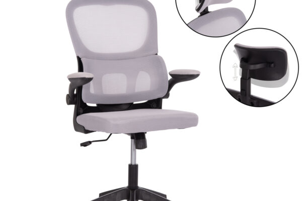 Καρέκλα Γραφείου Baston Grey & Black Mesh