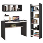 Σετ Γραφείου με Βιβλιοθήκη 9996403 γκρι-λευκό: μοντέρνο σετ γραφείου με βιβλιοθήκη