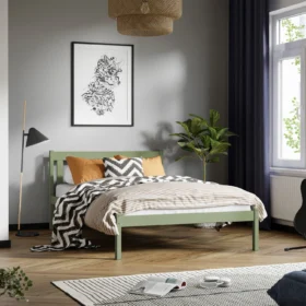Κρεβάτι Teen Olive 120x200cm από μασίφ ξύλο, μοντέρνο και ανθεκτικό.