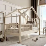 Κρεβάτι Montessori House Bed Alto Plus ξύλινο με κάγκελα, 100x200cm