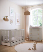 Ξύλινο βρεφικό κρεβάτι Bambi Cashmere 70x140cm με συρτάρι αποθήκευσης BabyCute