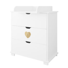 Συρταριέρα BabyCute Heart Pink με αλλαξιέρα, ιδανική για βρεφικό δωμάτιο.