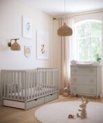 Ξύλινο βρεφικό κρεβάτι Bambi BabyCute cashmere με συρτάρι αποθήκευσης