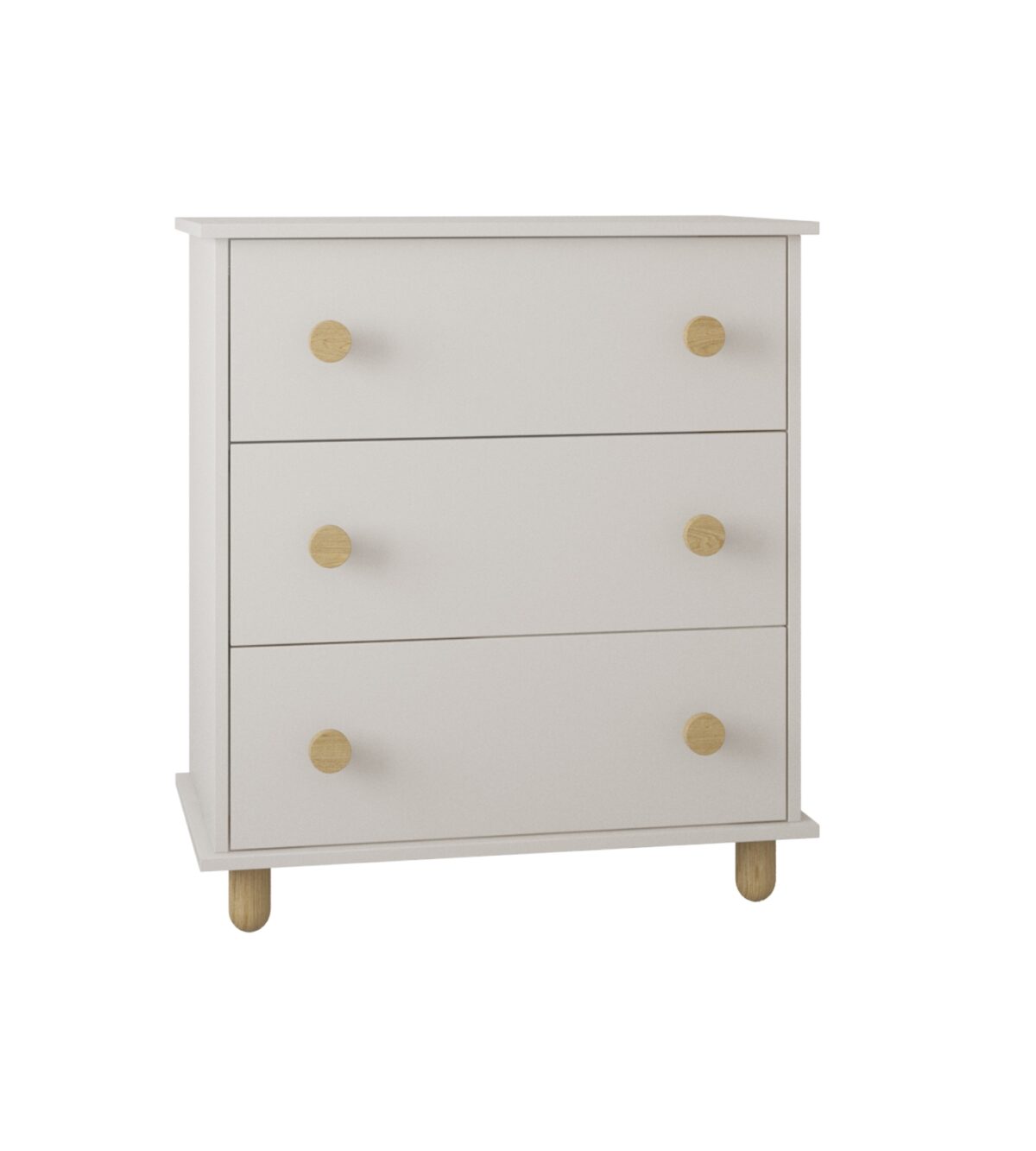 Συρταριέρα Lumi Cashmere BabyCute BC20080CA: Λευκή συρταριέρα με ξύλινα πόμολα.