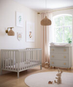 Ξύλινο βρεφικό κρεβάτι Bambi BabyCute cashmere 70x140cm με συρτάρι αποθήκευσης