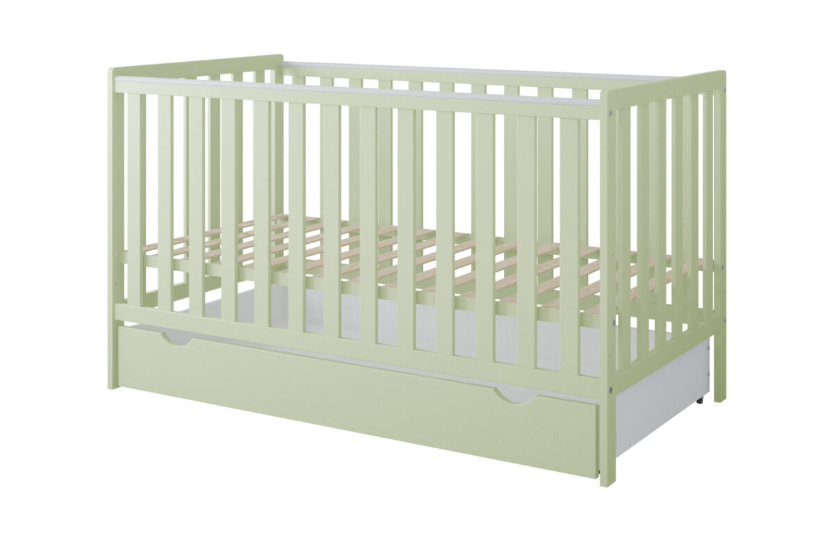 Βρεφικό κρεβάτι Bambi Olive BabyCute 70x140 με αποσπώμενα κάγκελα.