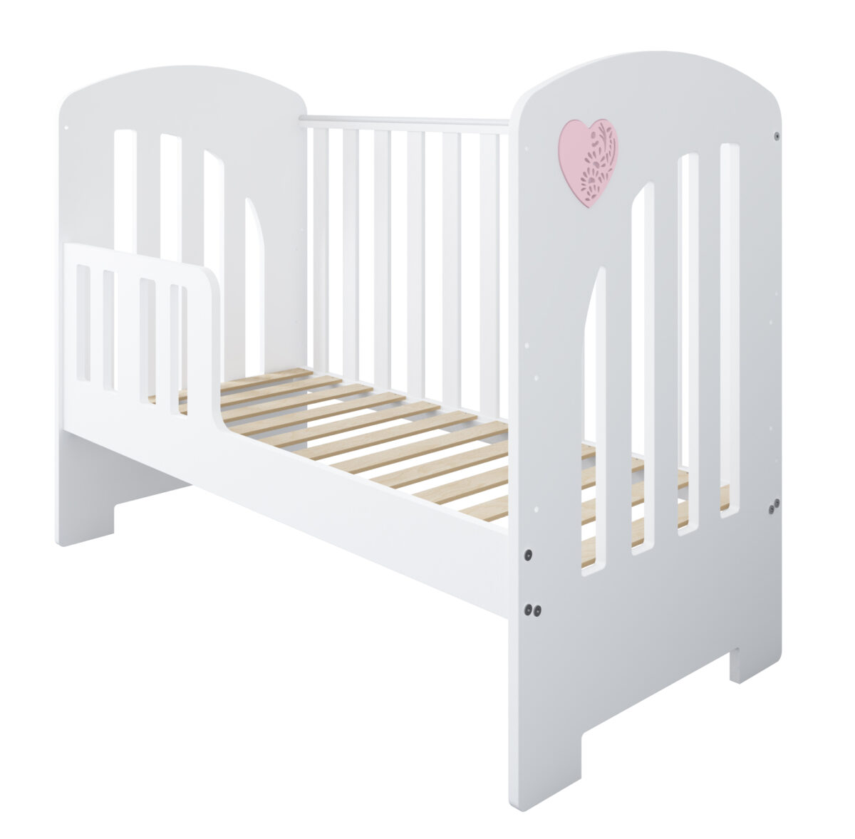 Βρεφικό κρεβάτι Heart BabyCute 60x120 με συρτάρι και μπλε λεπτομέρειες.