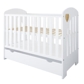 Βρεφικό κρεβάτι Heart BabyCute, μπλε με συρτάρι, 60x120cm